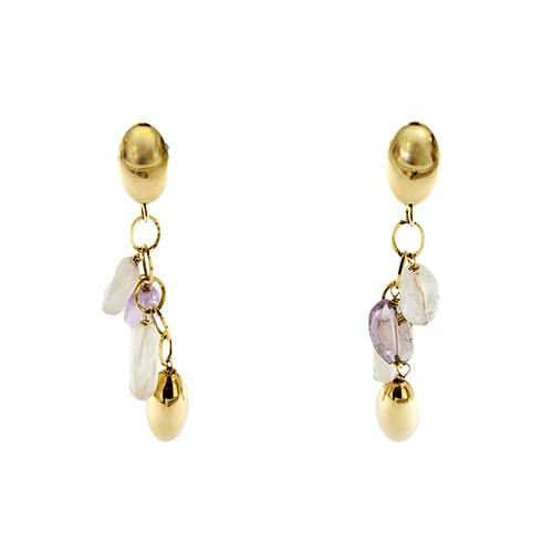 Boucles d'oreilles Boucles d’oreilles pendantes en or 18 ct avec quartz rose et améthystes 58 Facettes 29106