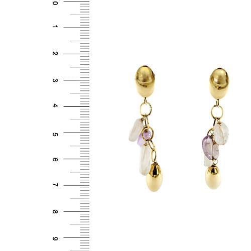 Boucles d'oreilles Boucles d’oreilles pendantes en or 18 ct avec quartz rose et améthystes 58 Facettes 29106