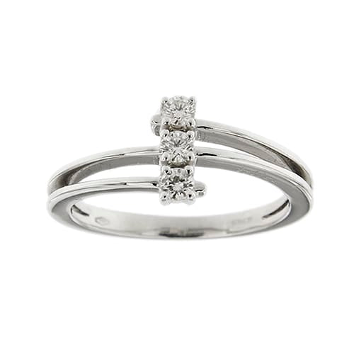 Bague 55 Bliss - Bague trilogy en or blanc 18 ct avec diamants 0,18 ct 58 Facettes 35929