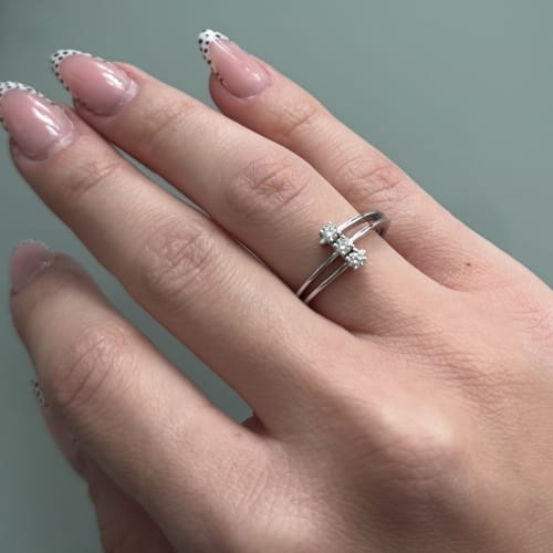 Bague 55 Bliss - Bague trilogy en or blanc 18 ct avec diamants 0,18 ct 58 Facettes 35929
