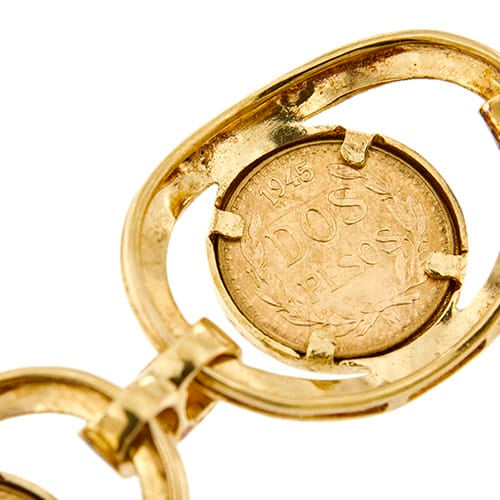 Bracelet Bracelet vintage émaillé à pièces Dos Pesos en or jaune 18 ct 58 Facettes 36092