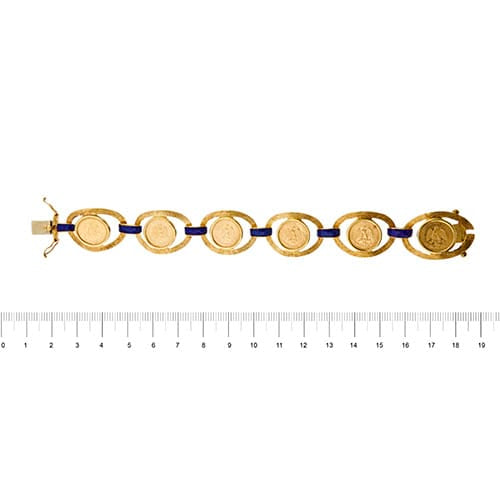 Bracelet Bracelet vintage émaillé à pièces Dos Pesos en or jaune 18 ct 58 Facettes 36092
