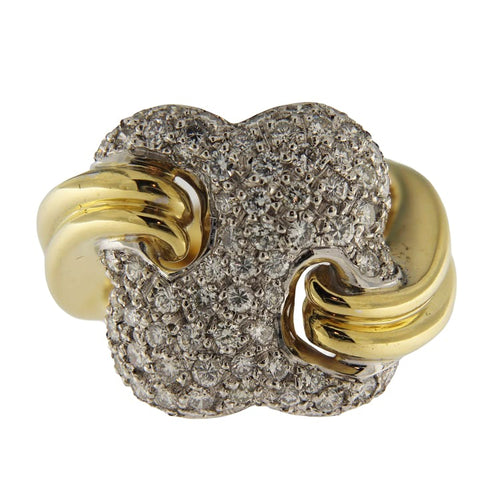 Bague 55 Bague - Pavé de diamants en or jaune et blanc 58 Facettes G3873