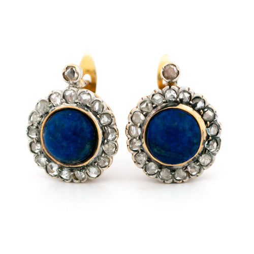 Boucles d'oreilles Boucles d'oreilles cluster en or jaune et blanc 18k, lapis-lazuli et diamants 58 Facettes 9A81F6A510C042D1A0371FE9CE305B2E
