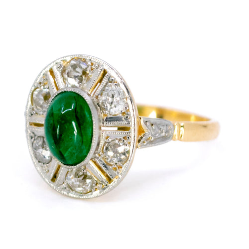 Bague 53.5 Bague Art déco en or 18 ct avec émeraude et diamant 58 Facettes 37A8280FBA9148F2819E194FCF5B7C61