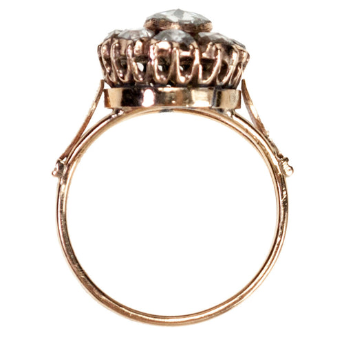 Bague 57 Bague cluster ancienne en or 18k et diamants taille rose 58 Facettes 1FBB3FC890534A269C44D6F865E33410