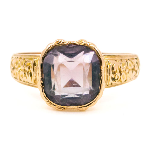 Bague 61 Bague solitaire rétro en or 14 carats avec améthyste 3,00 ct 58 Facettes FFBACBC95CC944E7BF80095C9212A5F8