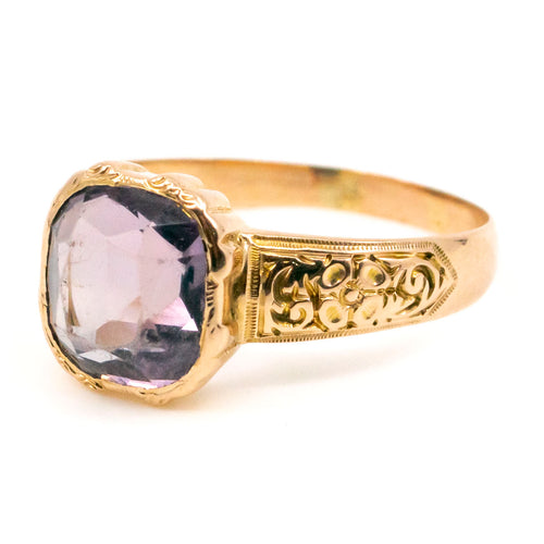 Bague 61 Bague solitaire rétro en or 14 carats avec améthyste 3,00 ct 58 Facettes FFBACBC95CC944E7BF80095C9212A5F8