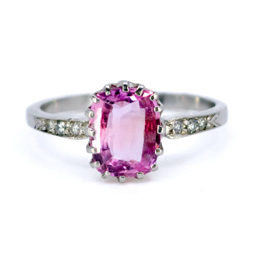 Bague 55 Bague vintage en platine avec saphir rose ovale et diamants 58 Facettes 1F8771A3B75C475AACE1920DBAA09601