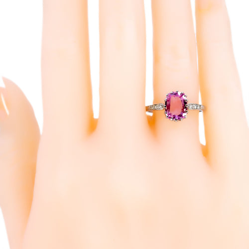 Bague 55 Bague vintage en platine avec saphir rose ovale et diamants 58 Facettes 1F8771A3B75C475AACE1920DBAA09601
