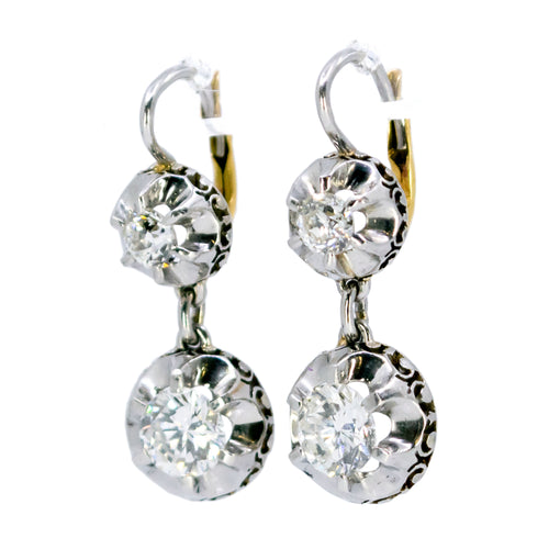 Boucles d'oreilles Boucles d’oreilles Art déco pendantes en platine et or jaune 18 carats, diamants 58 Facettes D2D9C0338BA4497E9358059C2364AEA6