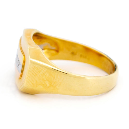 Bague 60 Bague chevalière rétro en or jaune et blanc 14k et diamant 58 Facettes 9AFF7C8BC8AB4E1C8F11B454230F7E05
