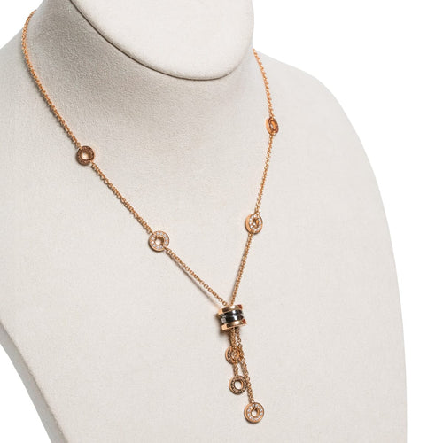 Collier Bulgari B.zero1 - Collier en or rose 18 carats, céramique noire et diamants 58 Facettes 2.19358