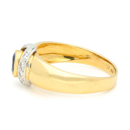 Bague 56 Bague vintage en or jaune 18 carats, saphir et diamants 58 Facettes 67719BDBE6E447E6B303A89F96C9A2EE