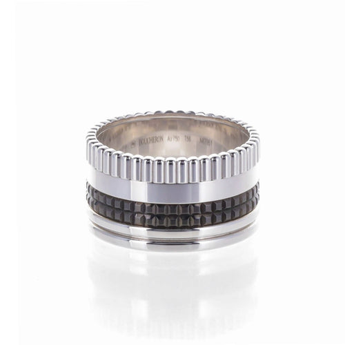 Bague 56 Boucheron Quatre Black Edition - Bague Large en or blanc 18 K 58 Facettes 2.19360