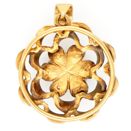 Pendentif Pendentif vintage en or jaune 14 k avec turquoise et perles 58 Facettes 1502B0152FA548E68FB652ABA5C1F8C3