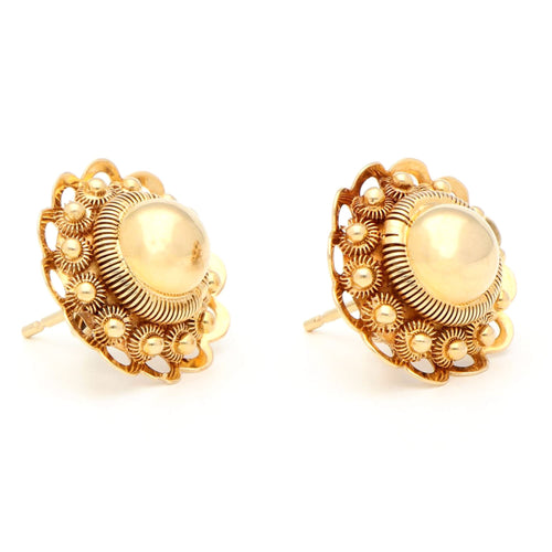Boucles d'oreilles Zeeuwse Knop - Boucles d'oreilles puces en or jaune 14 carats 58 Facettes 47CB5852467147E5B53B3FB6406A0D1F