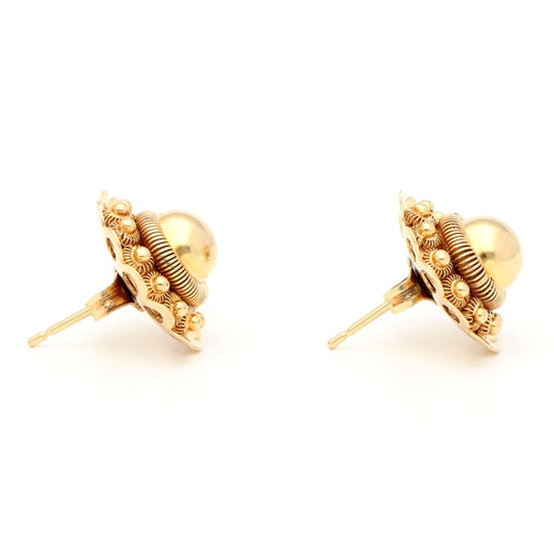 Boucles d'oreilles Zeeuwse Knop - Boucles d'oreilles puces en or jaune 14 carats 58 Facettes 47CB5852467147E5B53B3FB6406A0D1F