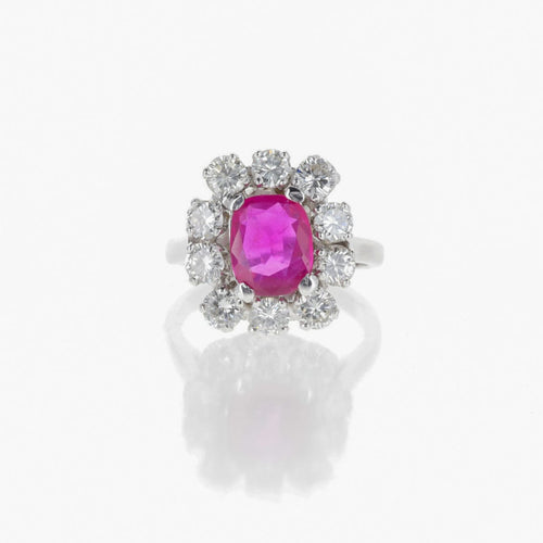 Bague 44 Bague en platine avec diamants et rubis rose 58 Facettes 2.18772