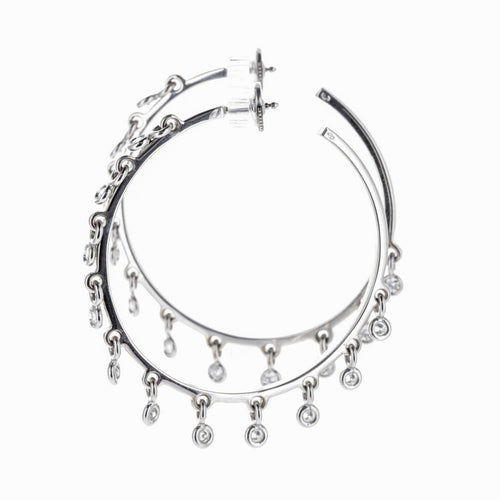 Boucles d'oreilles Dior Coquine - Boucles d’oreilles créoles en or blanc 18 K et diamants 58 Facettes 2.18226