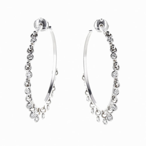 Boucles d'oreilles Dior Coquine - Boucles d’oreilles créoles en or blanc 18 K et diamants 58 Facettes 2.18226