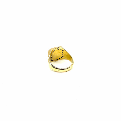 Bague Chevalière blason en or jaune, émail et diamants 58 Facettes Z15B51773