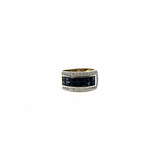 Bague Bague bicolore - Bague en or jaune et blanc saphirs et diamants 58 Facettes Z15B51747