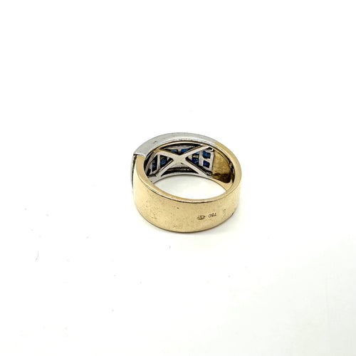 Bague Bague bicolore - Bague en or jaune et blanc saphirs et diamants 58 Facettes Z15B51747