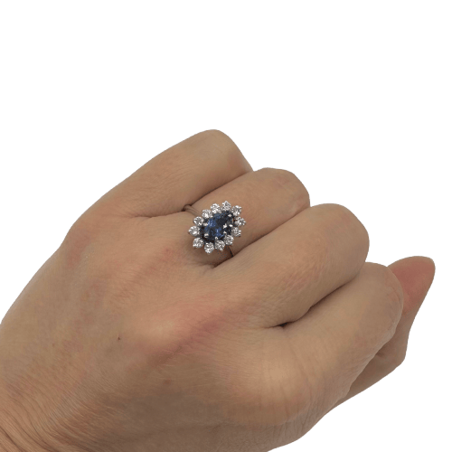 Bague Bague en or blanc saphir et diamants 58 Facettes Z1351890