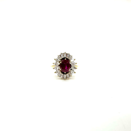 Bague 55 Bague en or jaune 750 avec rubis et diamants 58 Facettes Z15B51570