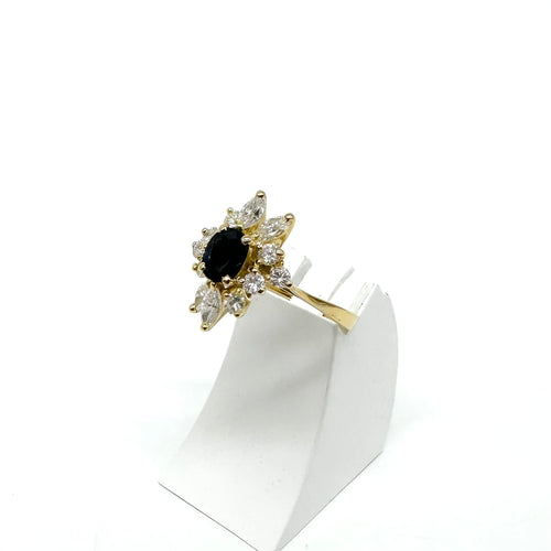 Bague Bague marguerite en or jaune saphir et diamants 58 Facettes Z1350536