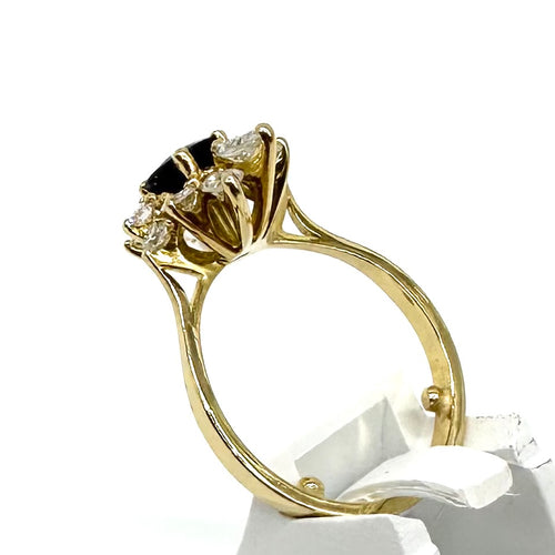 Bague 52 Bague marguerite en or jaune 750 avec saphir et diamants 58 Facettes Z1350536