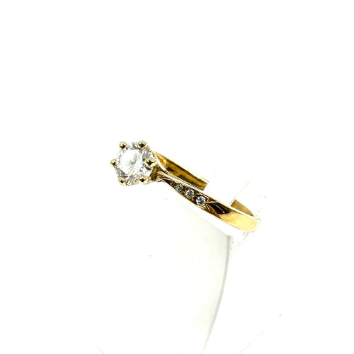 Bague 59 Bague solitaire accompagnée en or jaune et diamants 58 Facettes Z15B51484