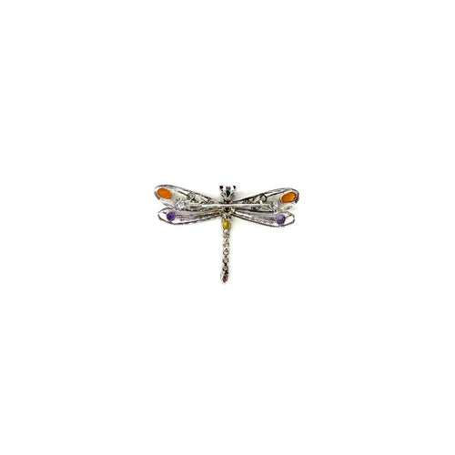 Broche Broche libellule en or blanc 750 avec diamants et pierres fines 58 Facettes Z15B51737