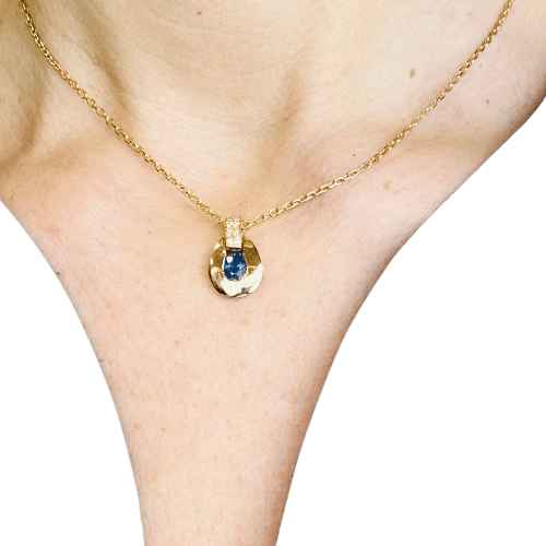 Pendentif Pendentif - Pendentif en or jaune, saphir et diamants 58 Facettes Z1351376