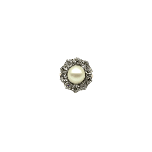 Bague Bague ancienne en or rose, perle de culture et diamants 58 Facettes Z15B51595