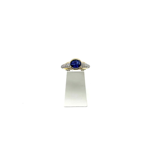 Bague 56 Bague saphir ovale et diamants en or bicolore 750 58 Facettes Z15B51763