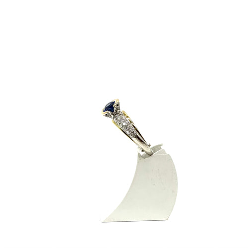 Bague 56 Bague saphir ovale et diamants en or bicolore 750 58 Facettes Z15B51763