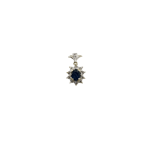 Pendentif Pendentif bicolore - Pendentif saphir et diamants en or jaune et blanc 58 Facettes Z1351722