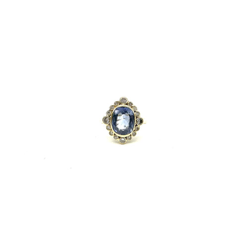 Bague 56 Bague en or jaune 750 avec saphir 3 ct et diamants 58 Facettes Z15B51765