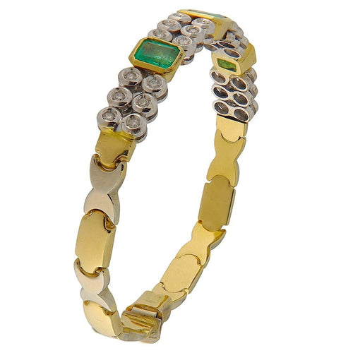 Bracelet Bracciale en or jaune et blanc avec émeraudes et diamants 58 Facettes G3838