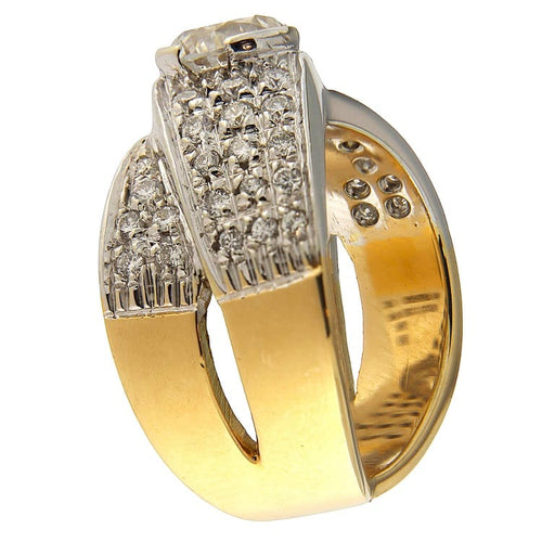 Bague Bague en or jaune et blanc à bandes croisées, diamants 58 Facettes G3856