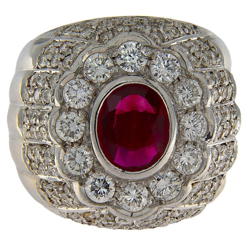 Bague Anello en or blanc avec rubis 1,05 ct et diamants 1,84 ct 58 Facettes G3706