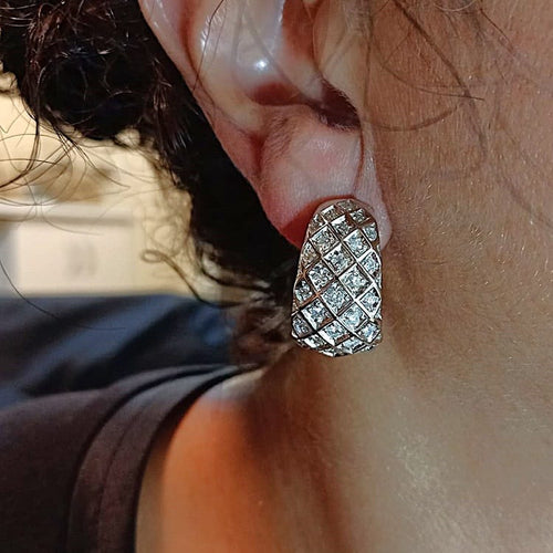 Boucles d'oreilles Orecchini en or blanc avec diamants taille brillante et huit-huit 58 Facettes G3836