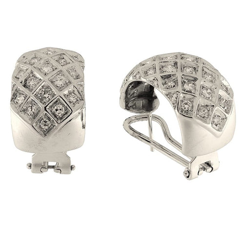 Boucles d'oreilles Orecchini en or blanc avec diamants taille brillante et huit-huit 58 Facettes G3836