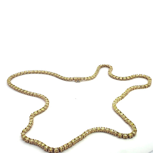 Collier Gold Tennis Necklace with Fancy-Yellow Diamonds 58 Facettes UN0135