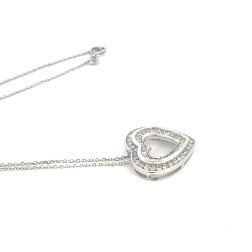 Collier Collier cœur en or blanc 14 carats et diamants 58 Facettes UN0058