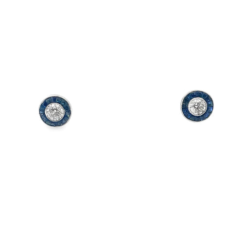 Boucles d'oreilles Sapphire & Diamond Studs 58 Facettes UN0078