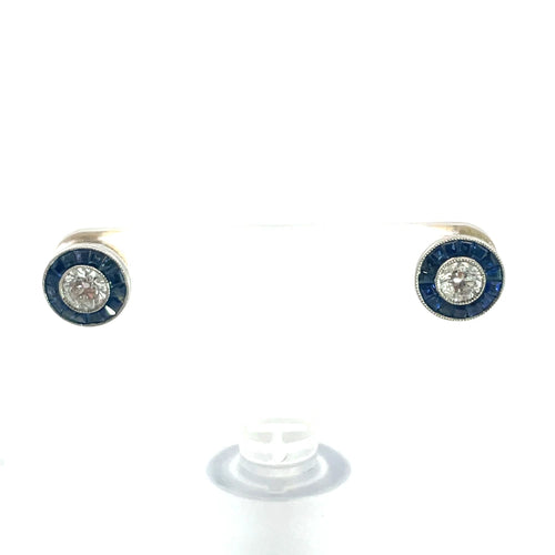 Boucles d'oreilles Sapphire & Diamond Studs 58 Facettes UN0078