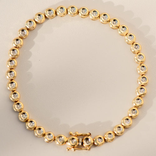 Bracelet Tennis - Bracelet en or jaune 14 carats et diamants (0,75 ct) 58 Facettes